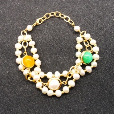 three-tiered Crystal Pearl Bracelet