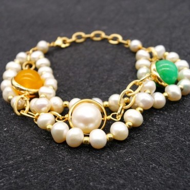 three-tiered Crystal Pearl Bracelet