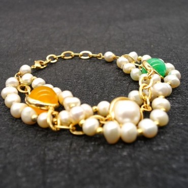 three-tiered Crystal Pearl Bracelet