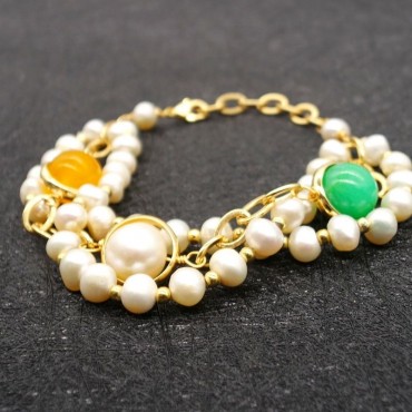 three-tiered Crystal Pearl Bracelet