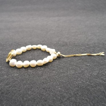 Rabbit Logo Fritillary Adjustable Pearl Bracelet