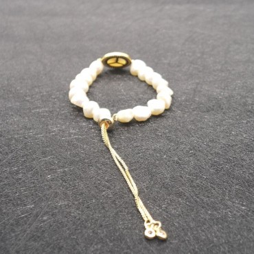 Rabbit Logo Fritillary Adjustable Pearl Bracelet