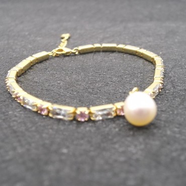 Fashion Pearl Charm Zircon Bracelet
