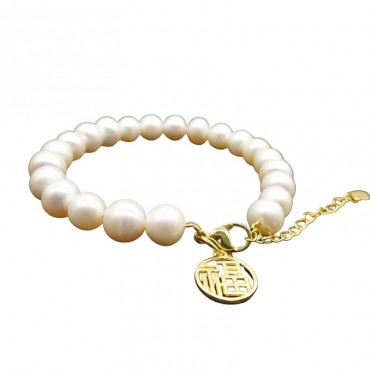 Chinese Blessing Word Pearl Bracelet