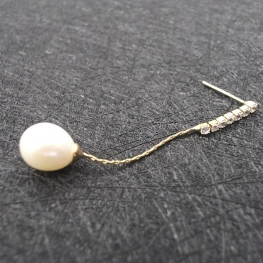 long section pear pearl earring