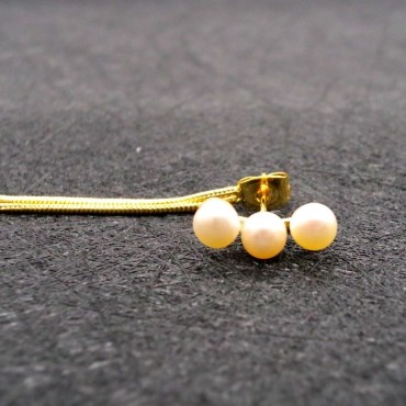 Small Semi-Round Pearl Tassel Stud Earring