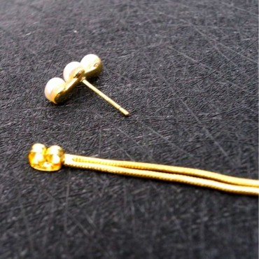 Small Semi-Round Pearl Tassel Stud Earring