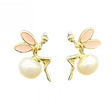 Pink Fairy Netral Pearl Stud Earring