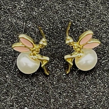 Pink Fairy Netral Pearl Stud Earring