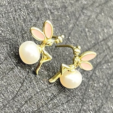 Pink Fairy Netral Pearl Stud Earring