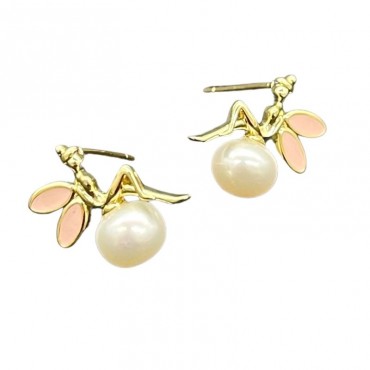 Pink Fairy Netral Pearl Stud Earring