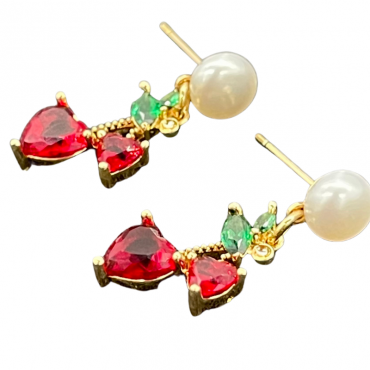 Love Cherry Design Pearl Stud Earring