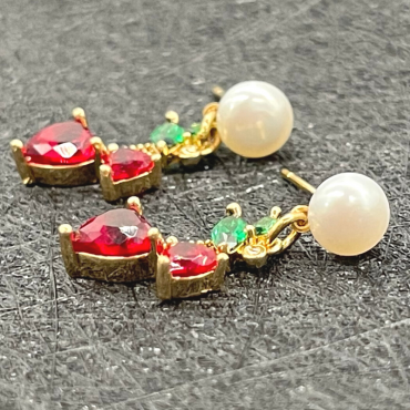 Love Cherry Design Pearl Stud Earring