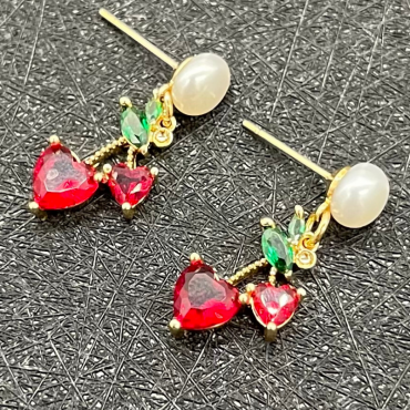 Love Cherry Design Pearl Stud Earring