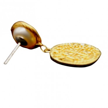 greek coin fashion pearl earring