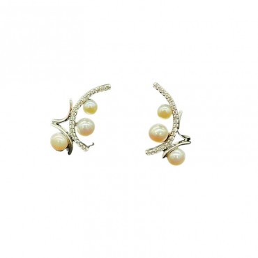 Silver Irregular Design Pearl Stud Earring