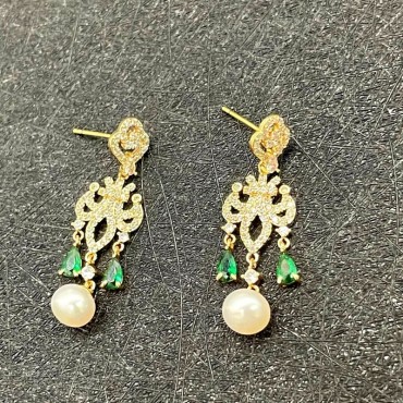 Green Cubic Zircon Micro Inset Stud Earring