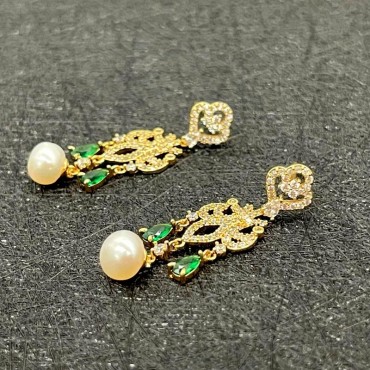 Green Cubic Zircon Micro Inset Stud Earring