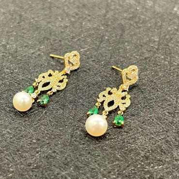Green Cubic Zircon Micro Inset Stud Earring