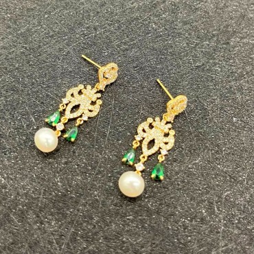 Green Cubic Zircon Micro Inset Stud Earring