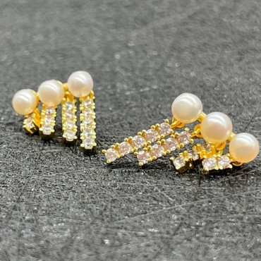 Micro Insert Three in one Pearl Stud Earring
