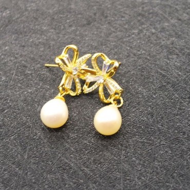 Micro Insert Trefoil Mosaic Stud Earring