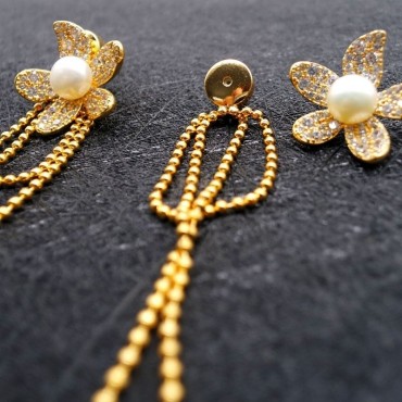 Dual-use full-set long flower earring