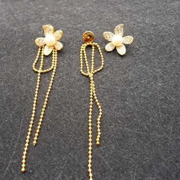 Dual-use full-set long flower earring
