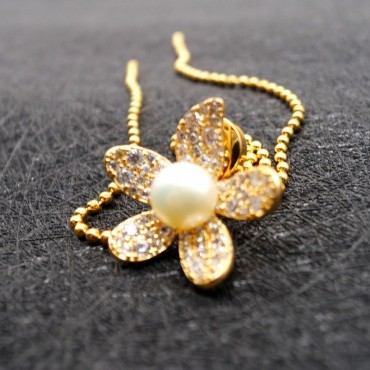 Dual-use full-set long flower earring