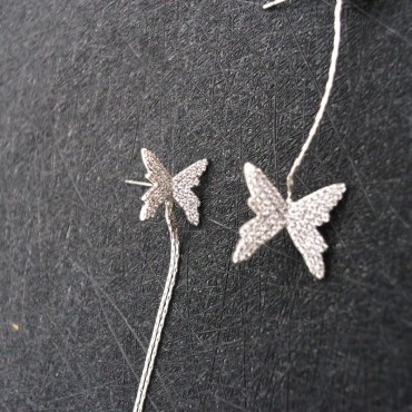 AB Type Silver Butterfly Tassel Collection Pearl Stud Earring