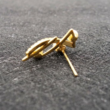 Golden Three In One Pearl Stud Earring