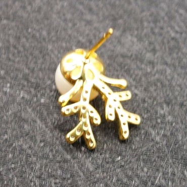 Micro Insert Deer Design Pearl Stud Earring