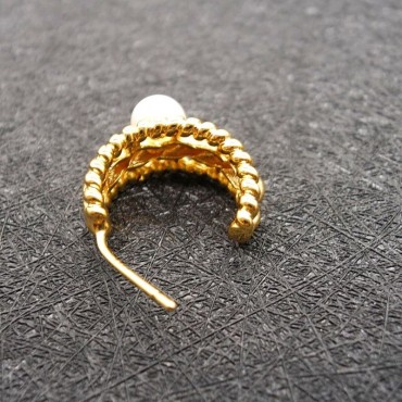 Letter C Braided Pearl Stud Earring