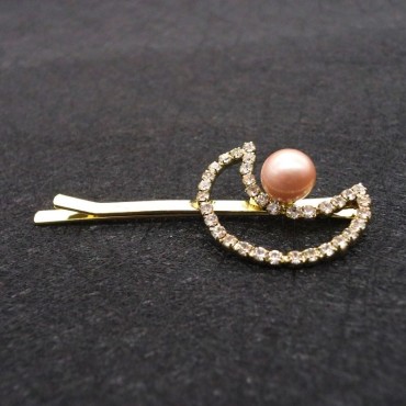 moon shape pearl Hair Clip