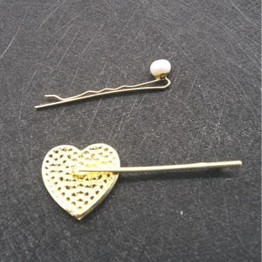 Full Beaded Pearl Hair Clip AB type Two Piece A Set