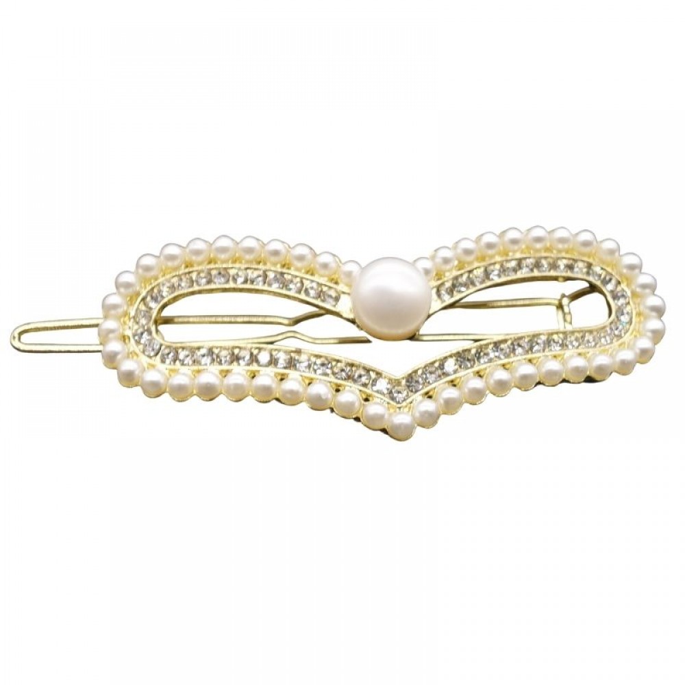 Love Shape Design Zircon Pearl Hair Clip