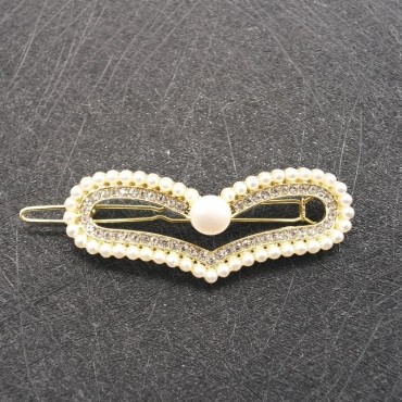 Love Shape Design Zircon Pearl Hair Clip