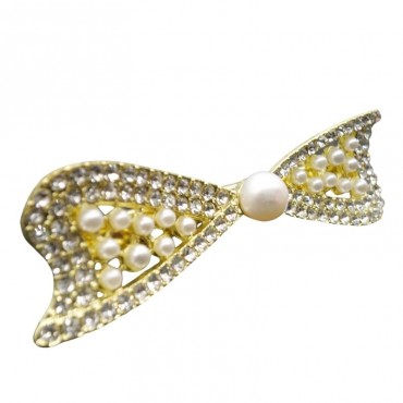 bow zircon pearl Hair Clip