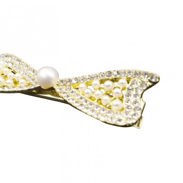bow zircon pearl Hair Clip
