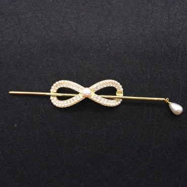 Bow knot pearl hairpin