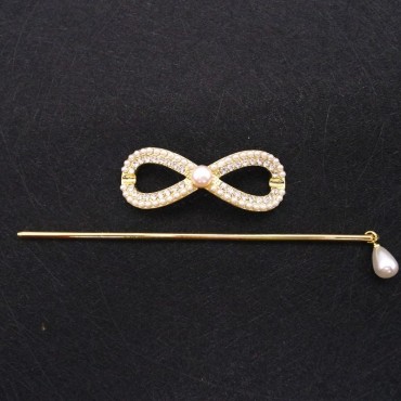 Bow knot pearl hairpin