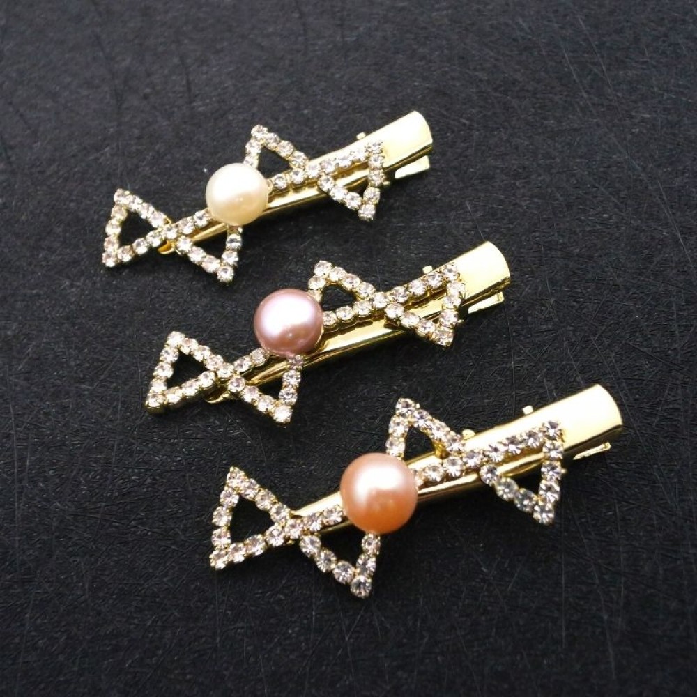 Two Bow In One Design Pearl Hair Clip