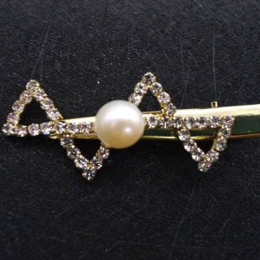 Two Bow In One Design Pearl Hair Clip