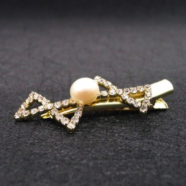 Two Bow In One Design Pearl Hair Clip