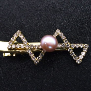 Two Bow In One Design Pearl Hair Clip