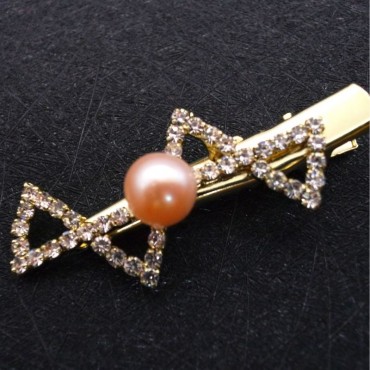 Two Bow In One Design Pearl Hair Clip