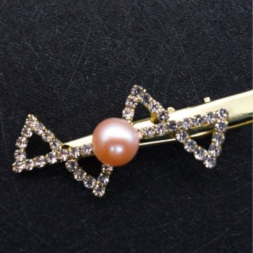 Two Bow In One Design Pearl Hair Clip