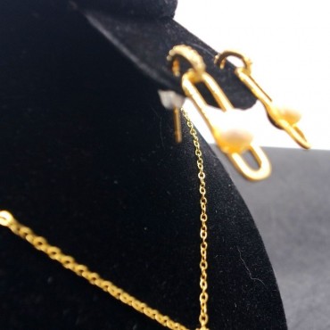 chain item pearl stud earring Necklace Set