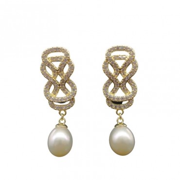 Chinese Knot Design Pearl Pendant Necklace And Stud Earrings Set
