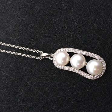 Silver Pea Pearl Pendant Necklace
